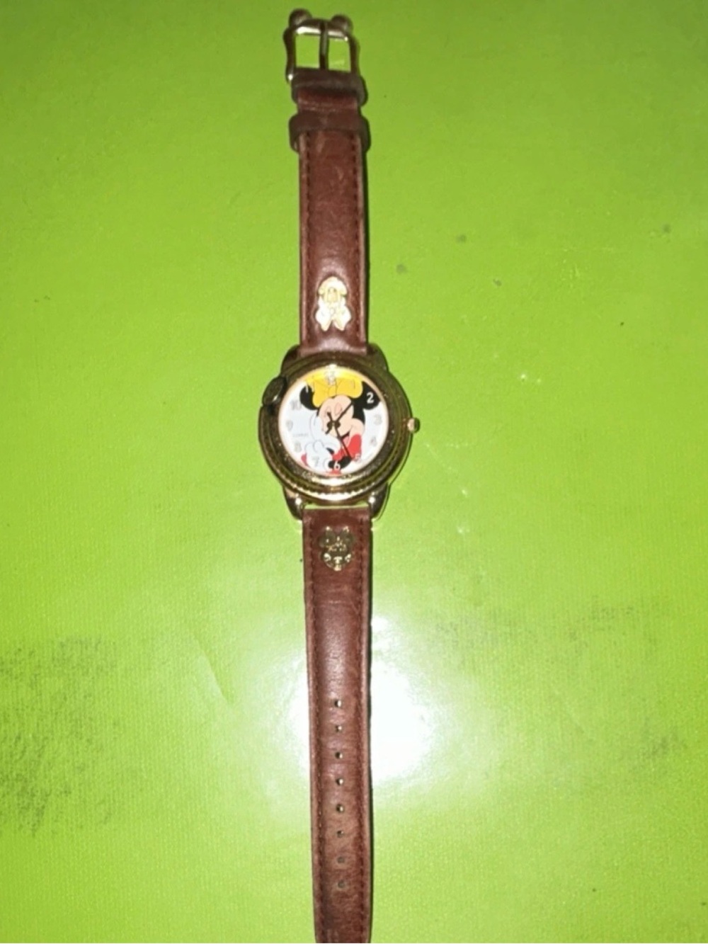 Disney Minnie Mouse Brown Leather Strap Watch with Gold Accents - Picture 2 of 3